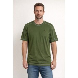 Tommy Bahama Mens's XL Shirt Short Sleeve Olive Green Crew Neck Pullover